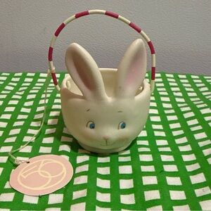Dept. 56 Cute Bunny Basket with Pink Accents New vintage still has tags Rare
